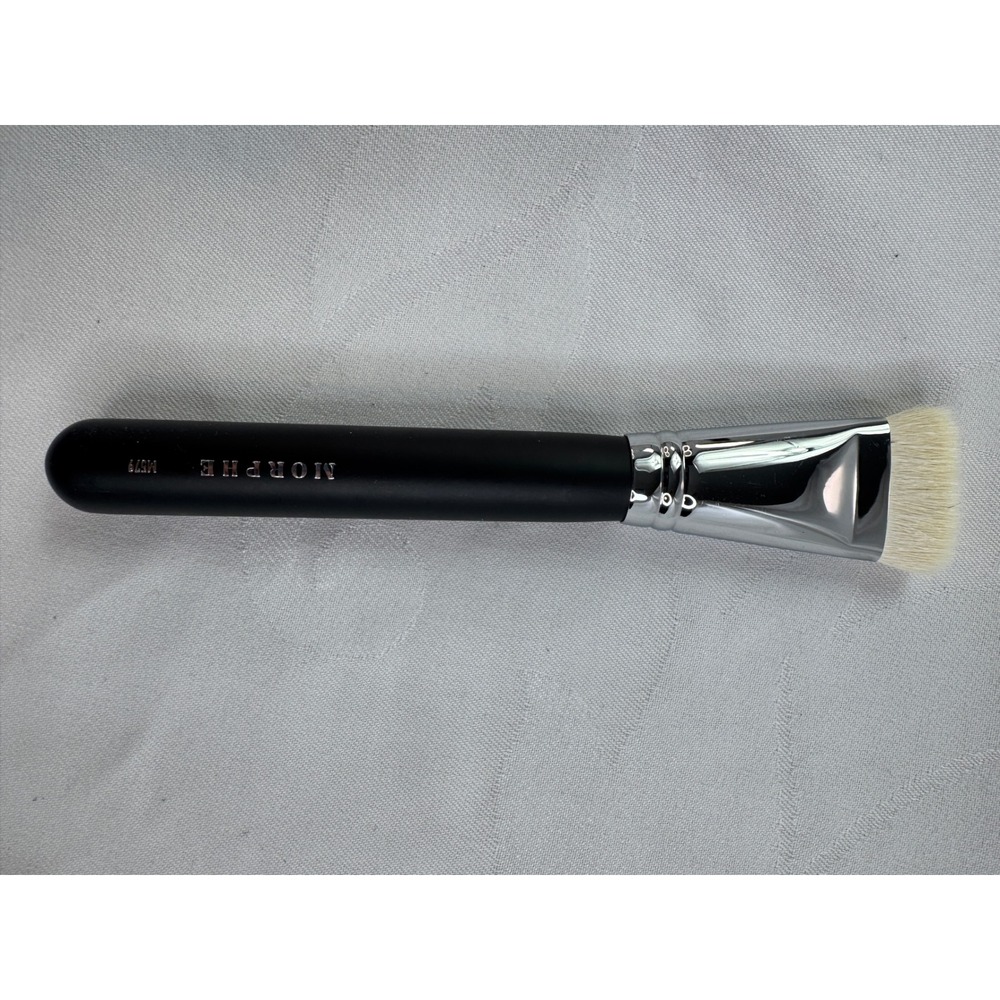 Morphe M579 Flat Contour Brush Black Silver Makeup Tool Natural Bristles